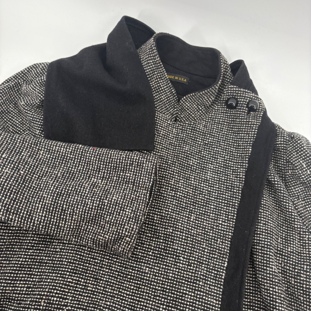 Vintage Union Made‎ Women's Tweed Wool Blend Coat Black White Speckled